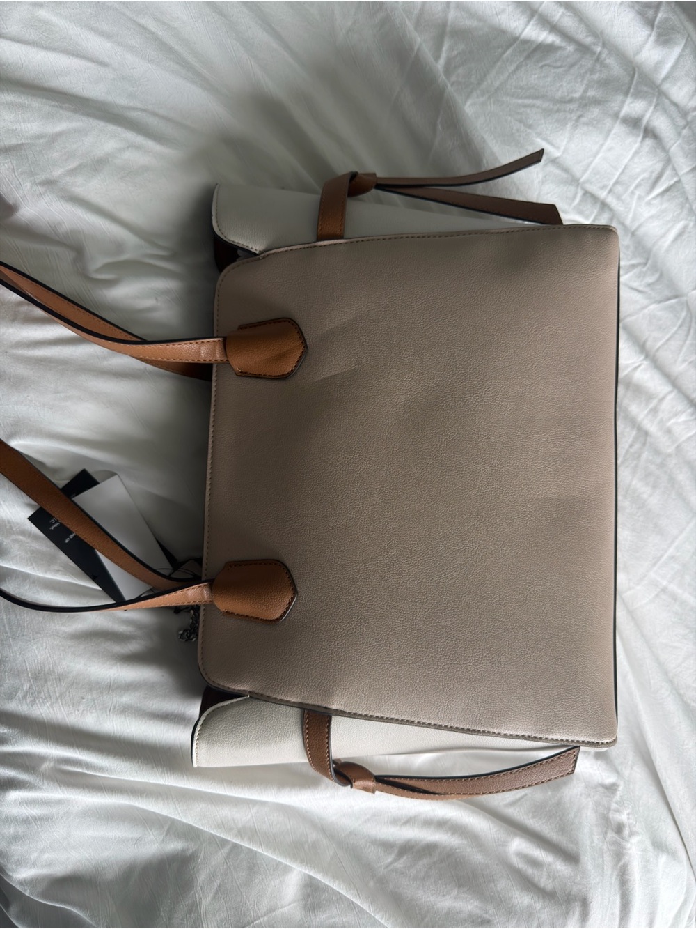 Nine West Cream Tote with Brown Straps - Picture 4 of 4